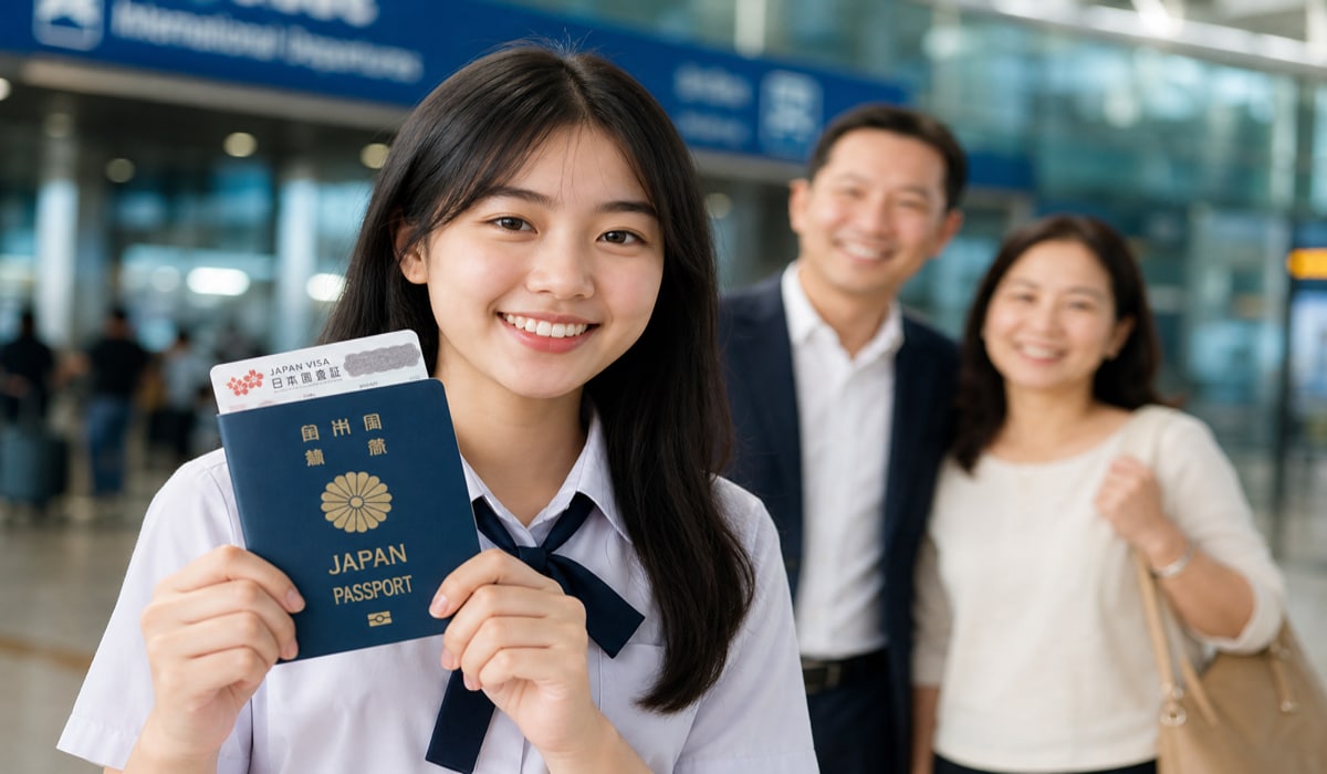 Nữ học sinh Hà Tĩnh rạng rỡ tại sân bay sau khi hoàn tất Chi phí du học Nhật Bản Hà Tĩnh trọn gói không phát sinh.