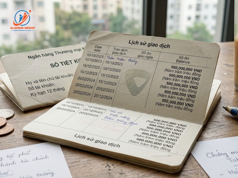 Hình ảnh sổ tiết kiệm ngân hàng với số dư trên 500 triệu VNĐ, một trong những giấy tờ chứng minh điều kiện tài chính du học Nhật quan trọng nhất.