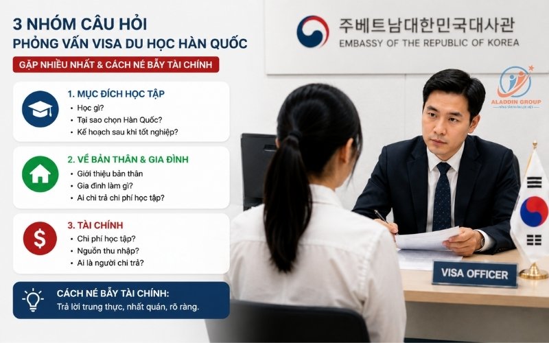 Tổng hợp 3 nhóm câu hỏi phỏng vấn visa du học Hàn Quốc thường gặp nhất và cách né bẫy tài chính.