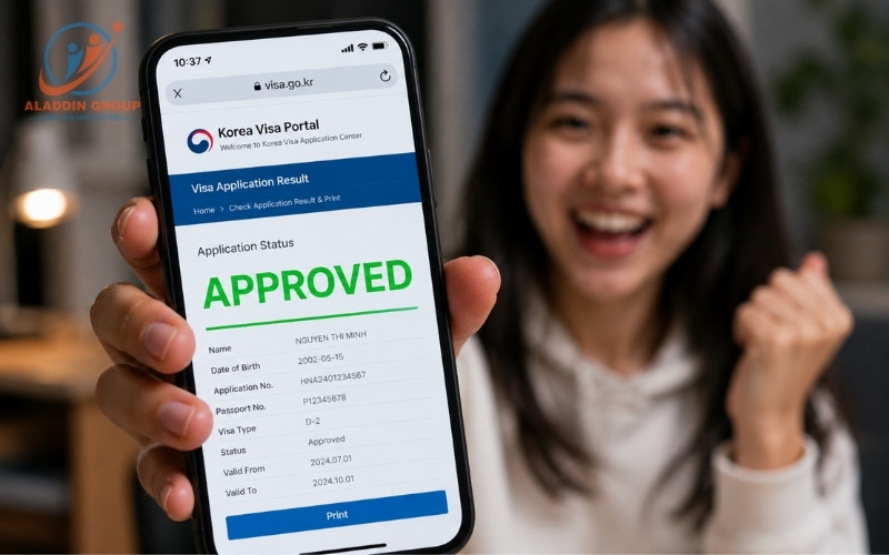 Hướng dẫn tra cứu kết quả trên cổng Korea Visa Portal trong quy trình xin visa du học Hàn Quốc.